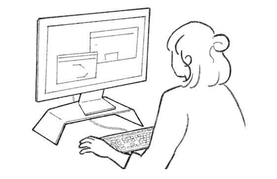 パソコンを触る女性