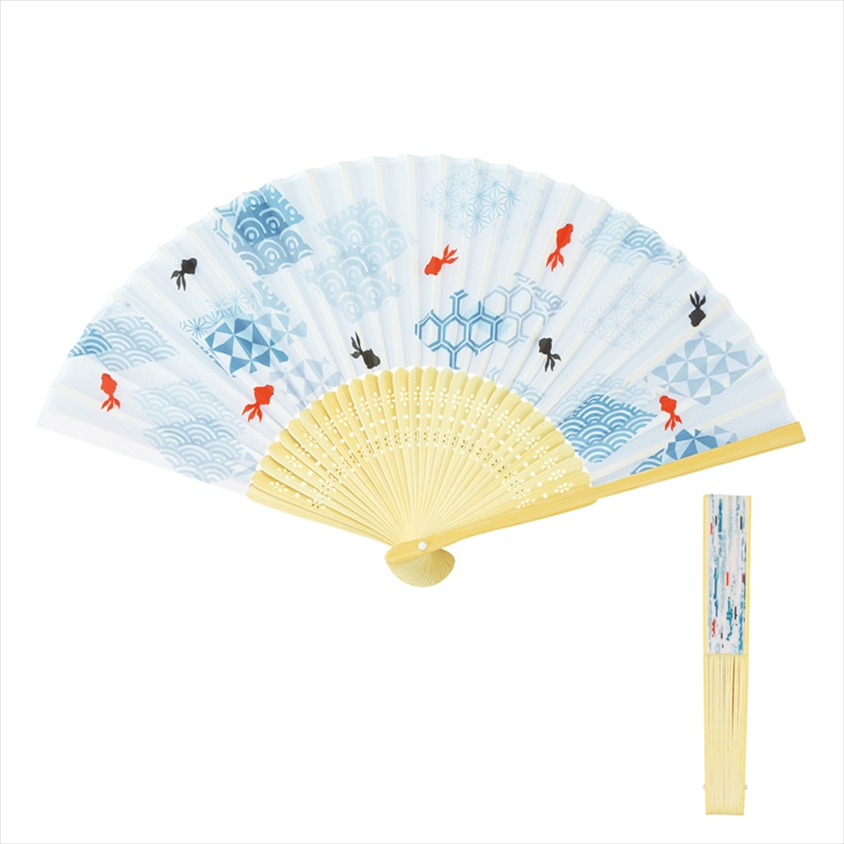 楽天市場】和柄扇子 女性用【桜うさぎ・波うさぎ】21cm