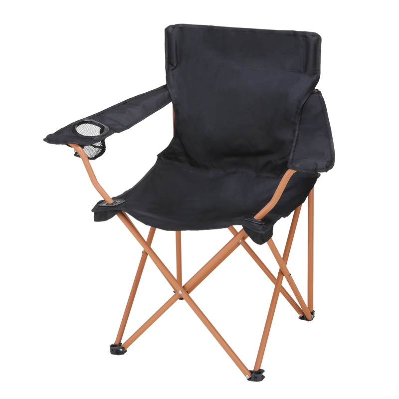 レジャーアンドライフ・ポータブルチェア（ひじ掛け付き）ブラック