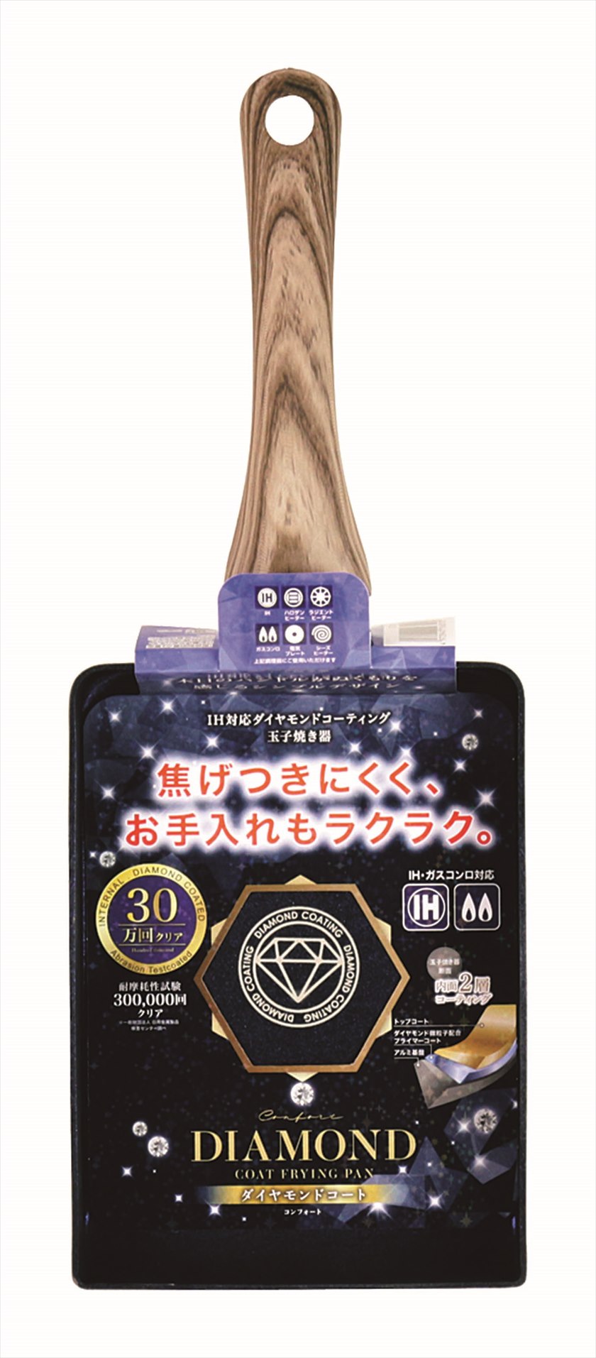 ◆ CF-01 Confort -コンフォート- IH対応 ／ダイヤモンドコーティング 玉子焼き器