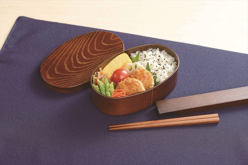 ◆ TW-13 曲げわっぱ風弁当箱 小判型 ／箸と箸ケースのセット