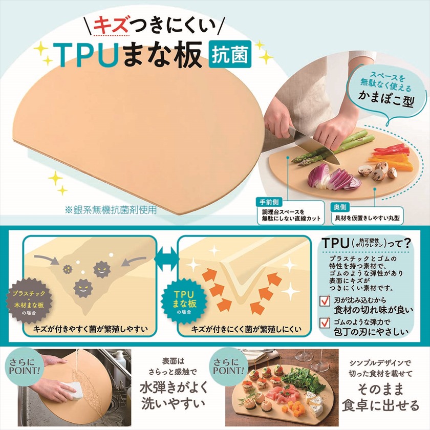 ◆ KB-01 キズつきにくいTPUまな板（抗菌）