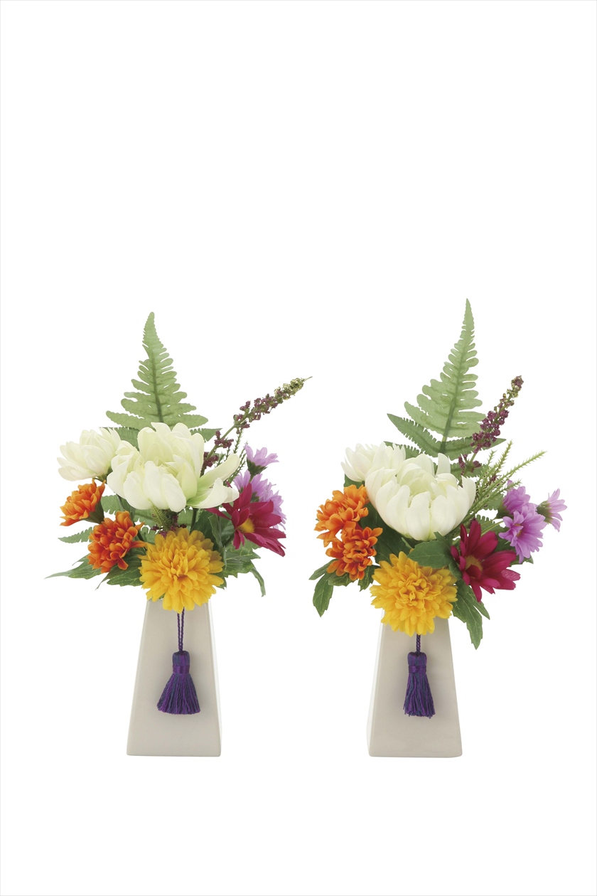 仏花ﾃﾞｰｼﾞｰ 2個ｾｯﾄ（器付） ※人工植物です。生花ではございません。