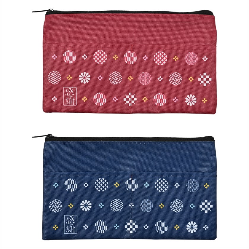 「感謝」丸小紋ポケット付きポーチ