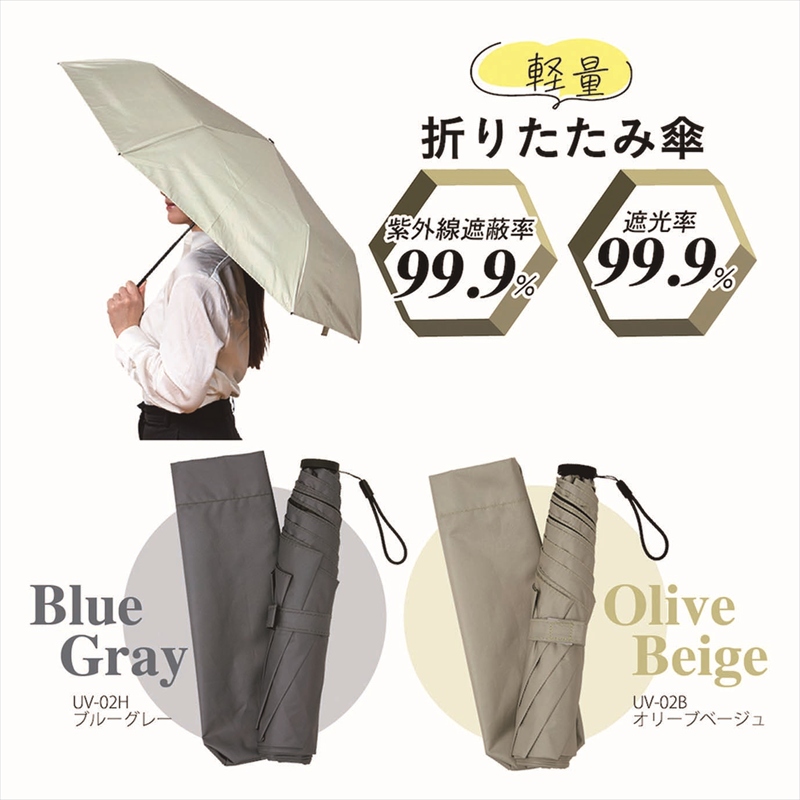 ◆ UVｰ02H　 晴雨兼用　軽量折りたたみ傘 (ブルーグレー)