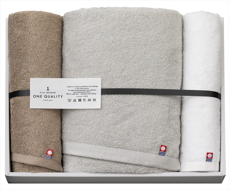 今治 ONE QUALITY タオルセット｜バスタオル×1枚フェイスタオル×1枚ウォッシュタオル×1枚