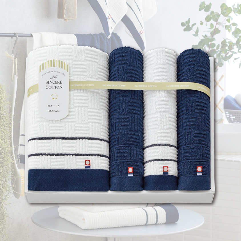 今治　シンシアコットン　タオルセット｜バスタオル×1枚
フェイスタオル×2枚
ウォッシュタオル×1枚