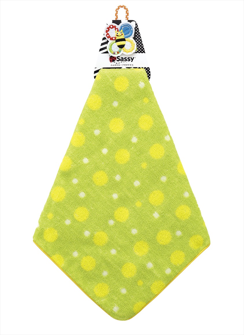 sassy　ループ付きタオル1P（グリーン）｜ループ付きタオル×1枚