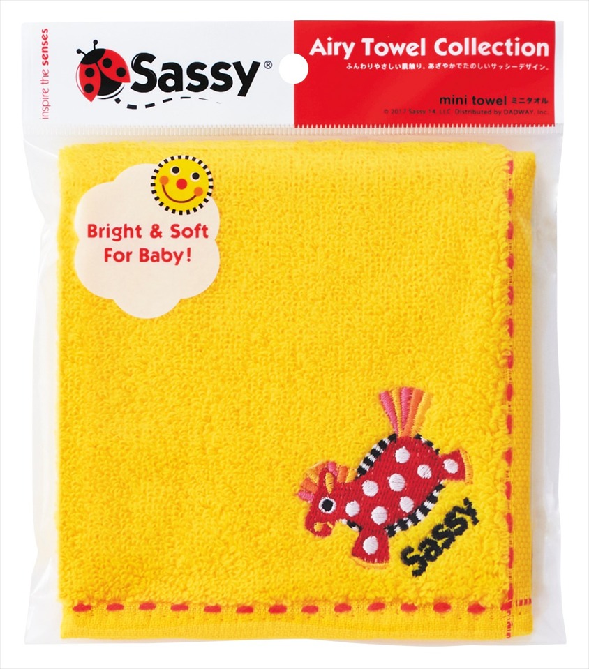 sassy　タオルハンカチ1P（イエロー）｜タオルハンカチ×1枚