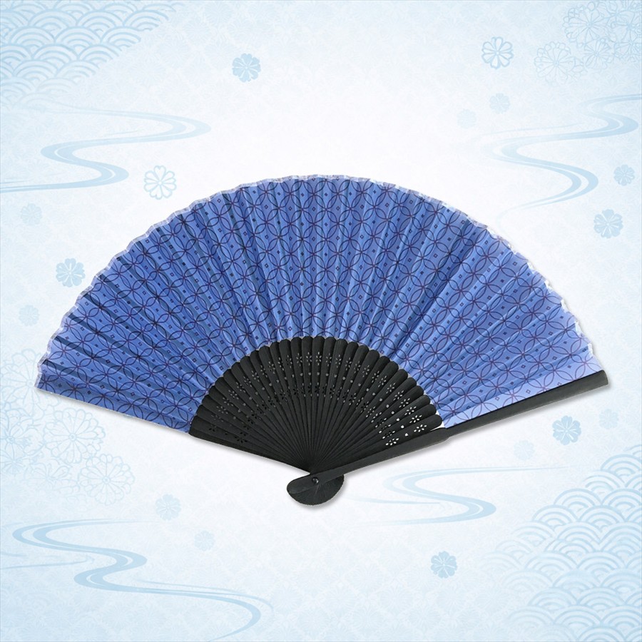 黒竹扇子　七宝紺