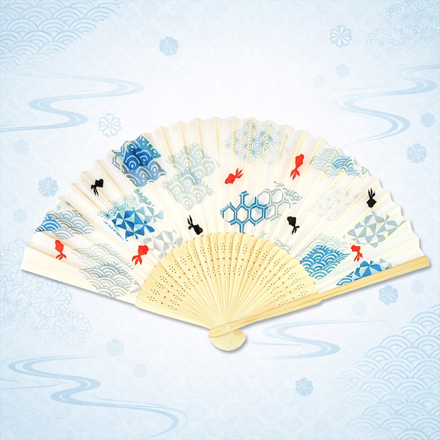白竹扇子　金魚