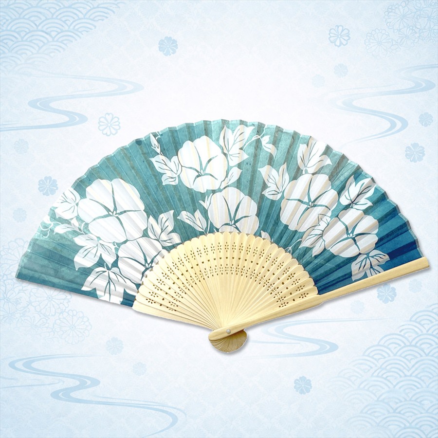 白竹扇子　朝顔